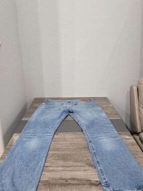 Levi's 501 38x34 Light Blue Straight-Leg Jeans Distressed
